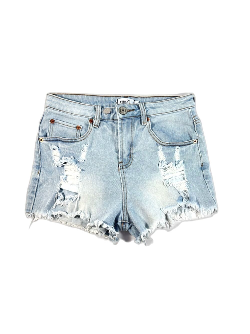 High Rise Light Wash Distressed Denim Cutoff Shorts Size 3